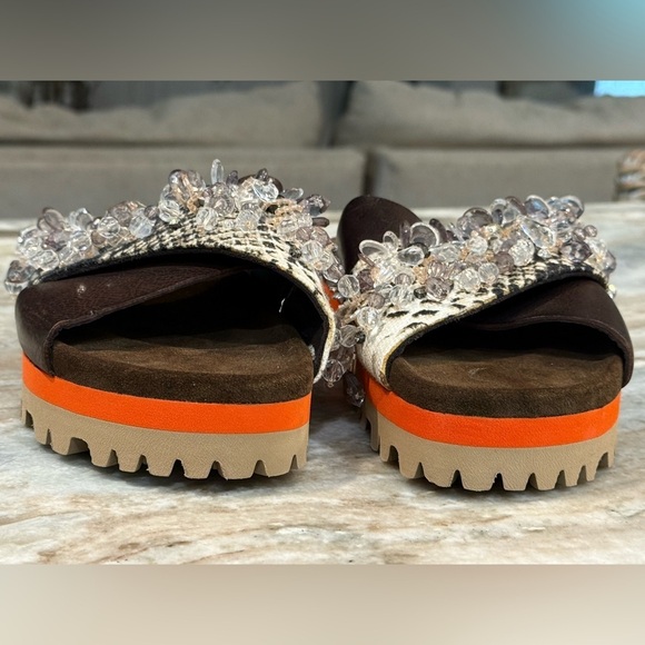 Women’s MSGM Jeweled brown leather chunky platform slide sandals- Size 37 - Picture 7 of 8